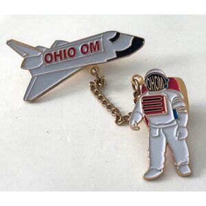 Odyssey Of The Mind Ohio Astronaut Space Ship Shuttle OM Enamel Lapel Pin